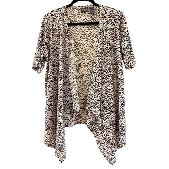 ADDITIONS by CHICO’S Women’s Animal Print Open Short Sleeve Cardigan size Small - Picture 1 of 5